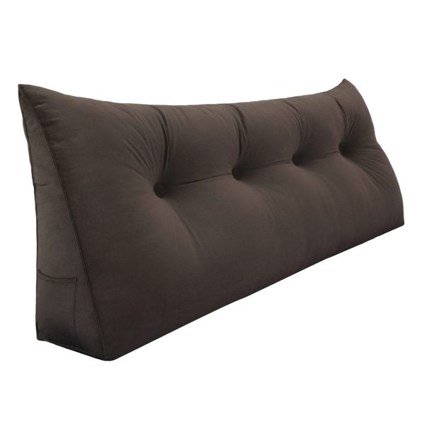 Triangular Reading Pillow Large Bolster Headboard Backrest Positioning Support Wedge Pillow for Day Bed Bunk Bed with Removable Cover (Velvet fabric, Coffe) - Image 16