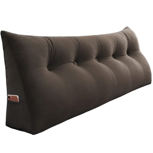 Triangular Reading Pillow Large Bolster Headboard Backrest Positioning Support Wedge Pillow for Day Bed Bunk Bed with Removable Cover (Velvet fabric, Coffe) - Image 17