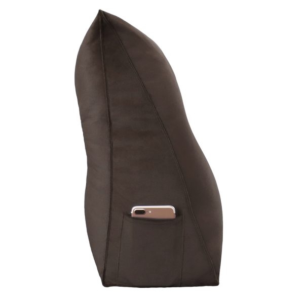 Triangular Reading Pillow Large Bolster Headboard Backrest Positioning Support Wedge Pillow for Day Bed Bunk Bed with Removable Cover (Velvet fabric, Coffe) - Image 8