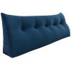 Triangular Reading Pillow Large Bolster Headboard Backrest Positioning Support Wedge Pillow for Day Bed Bunk Bed with Removable Cover (Velvet fabric, Navy)