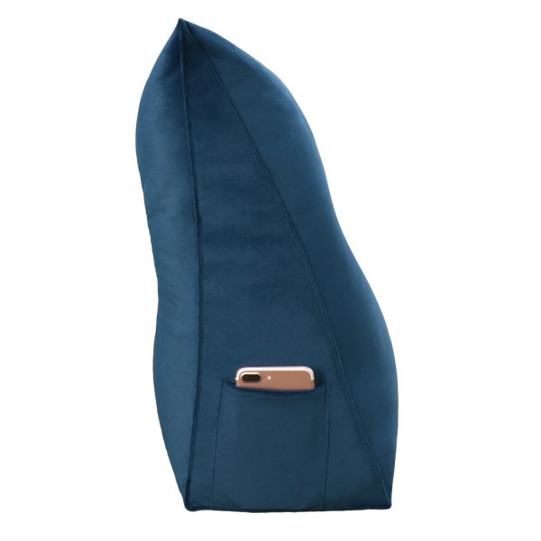 Triangular Reading Pillow Large Bolster Headboard Backrest Positioning Support Wedge Pillow for Day Bed Bunk Bed with Removable Cover (Velvet fabric, Navy) - Image 8