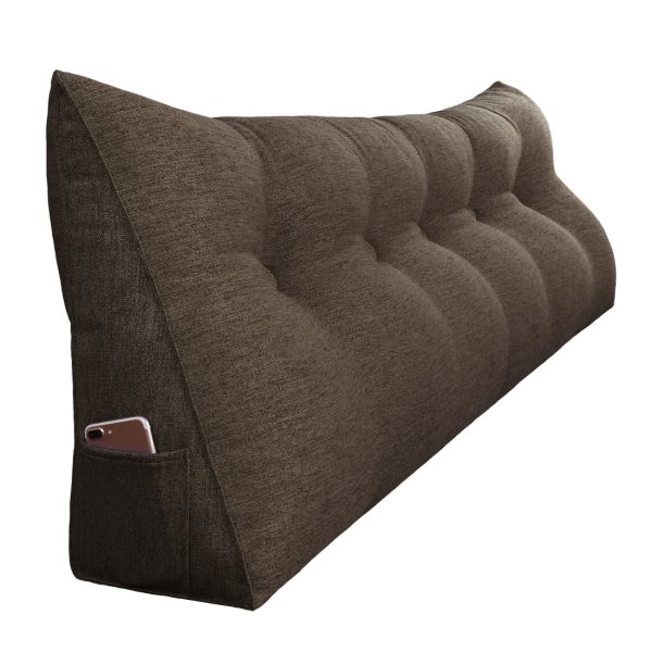 Triangular Reading Pillow Large Bolster Headboard Backrest Positioning Support Wedge Pillow for Day Bed Bunk Bed with Removable Cover (Linen Blend fabric, Coffee) - Image 17