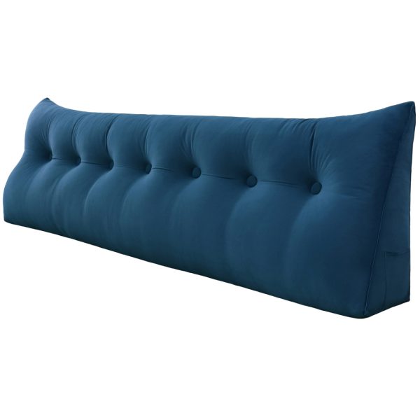 Triangular Reading Pillow Large Bolster Headboard Backrest Positioning Support Wedge Pillow for Day Bed Bunk Bed with Removable Cover (Velvet fabric, Navy) - Image 19