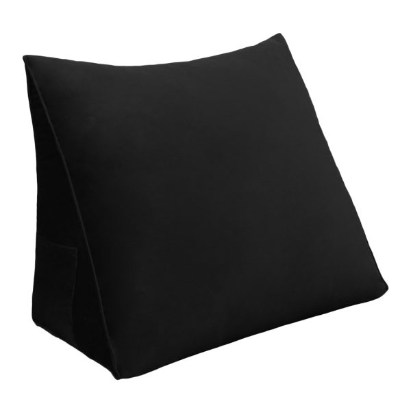 Triangular Reading Pillow Large Bolster Headboard Backrest Positioning Support Wedge Pillow for Day Bed Bunk Bed with Removable Cover (Velvet fabric, Black) - Image 13