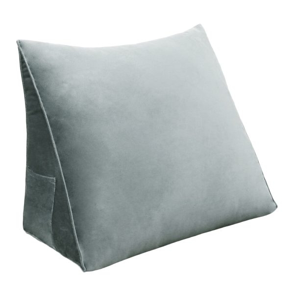 Triangular Reading Pillow Large Bolster Headboard Backrest Positioning Support Wedge Pillow for Day Bed Bunk Bed with Removable Cover (Velvet fabric, Light Gray) - Image 13
