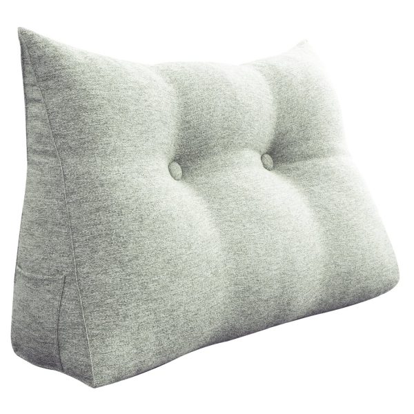 Triangular Reading Pillow Large Bolster Headboard Backrest Positioning Support Wedge Pillow for Day Bed Bunk Bed with Removable Cover (Linen Blend fabric, Off-White) - Image 15