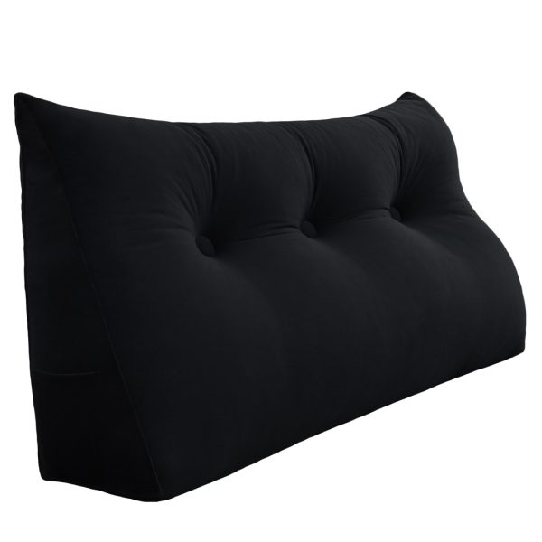 Triangular Reading Pillow Large Bolster Headboard Backrest Positioning Support Wedge Pillow for Day Bed Bunk Bed with Removable Cover (Velvet fabric, Black) - Image 15