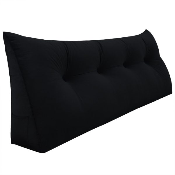 Triangular Reading Pillow Large Bolster Headboard Backrest Positioning Support Wedge Pillow for Day Bed Bunk Bed with Removable Cover (Velvet fabric, Black) - Image 16