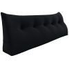 Triangular Reading Pillow Large Bolster Headboard Backrest Positioning Support Wedge Pillow for Day Bed Bunk Bed with Removable Cover (Velvet fabric, Black)