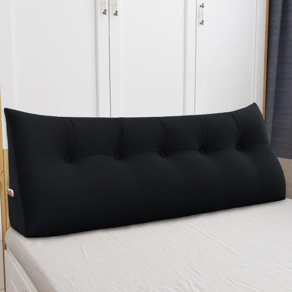 Triangular Reading Pillow Large Bolster Headboard Backrest Positioning Support Wedge Pillow for Day Bed Bunk Bed with Removable Cover (Velvet fabric, Black) - Image 5