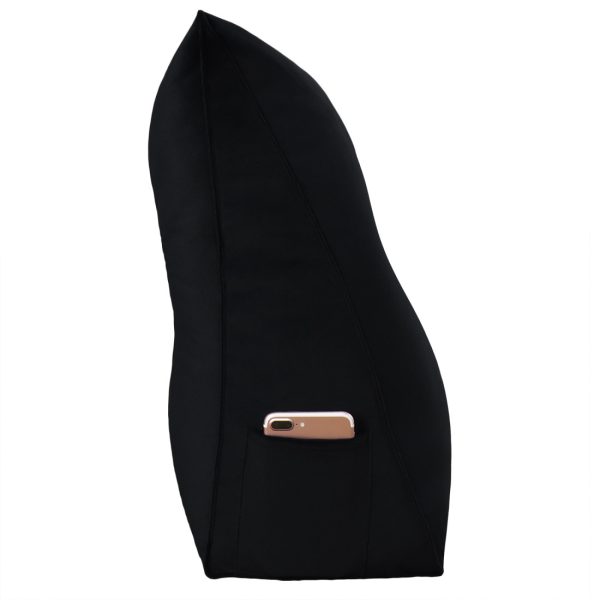 Triangular Reading Pillow Large Bolster Headboard Backrest Positioning Support Wedge Pillow for Day Bed Bunk Bed with Removable Cover (Velvet fabric, Black) - Image 9