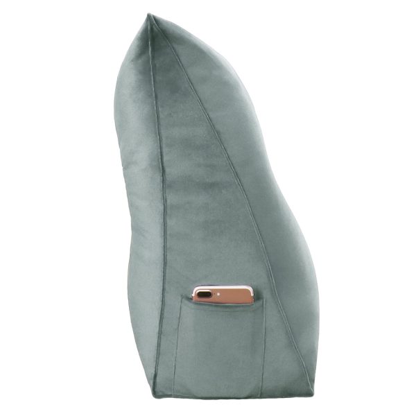 Triangular Reading Pillow Large Bolster Headboard Backrest Positioning Support Wedge Pillow for Day Bed Bunk Bed with Removable Cover (Velvet fabric, Light Gray) - Image 12