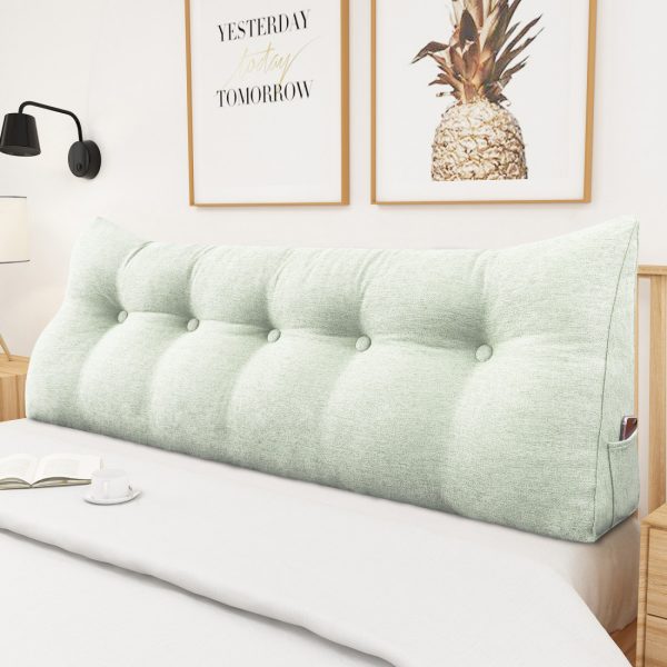 Triangular Reading Pillow Large Bolster Headboard Backrest Positioning Support Wedge Pillow for Day Bed Bunk Bed with Removable Cover (Linen Blend fabric, Off-White) - Image 5
