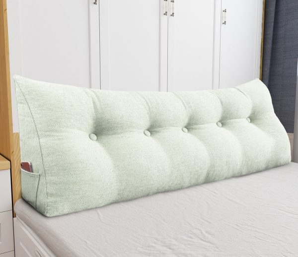 Triangular Reading Pillow Large Bolster Headboard Backrest Positioning Support Wedge Pillow for Day Bed Bunk Bed with Removable Cover (Linen Blend fabric, Off-White) - Image 4