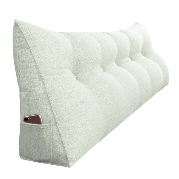 Triangular Reading Pillow Large Bolster Headboard Backrest Positioning Support Wedge Pillow for Day Bed Bunk Bed with Removable Cover (Linen Blend fabric, Off-White) - Image 18