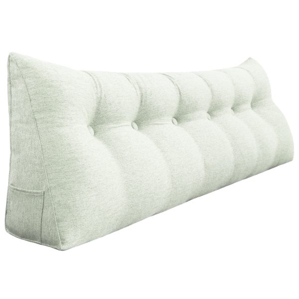 Triangular Reading Pillow Large Bolster Headboard Backrest Positioning Support Wedge Pillow for Day Bed Bunk Bed with Removable Cover (Linen Blend fabric, Off-White) - Image 19