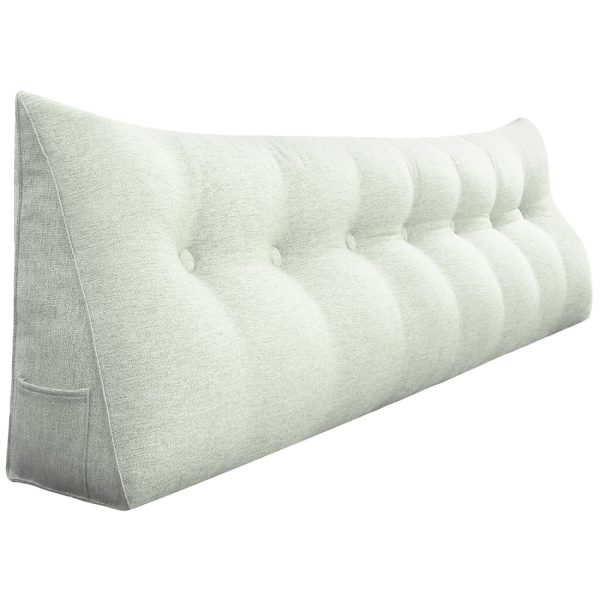 Triangular Reading Pillow Large Bolster Headboard Backrest Positioning Support Wedge Pillow for Day Bed Bunk Bed with Removable Cover (Linen Blend fabric, Off-White) - Image 20