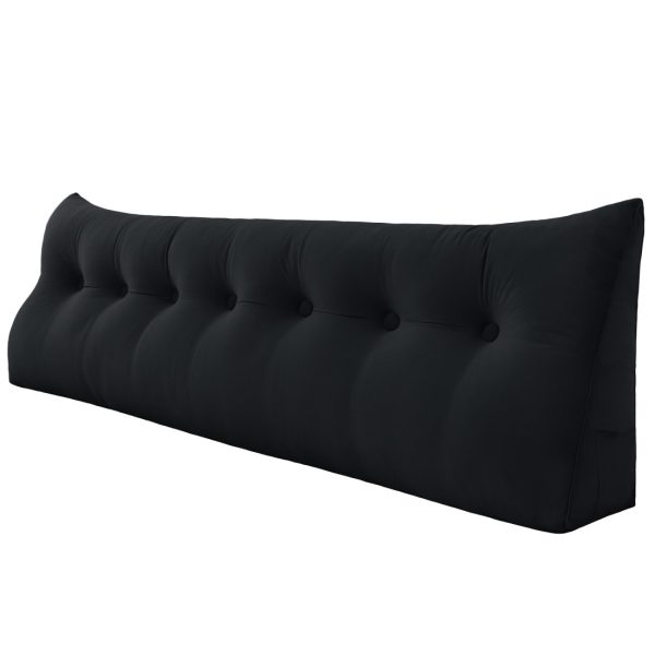 Triangular Reading Pillow Large Bolster Headboard Backrest Positioning Support Wedge Pillow for Day Bed Bunk Bed with Removable Cover (Velvet fabric, Black) - Image 19