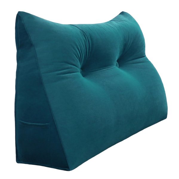 Triangular Reading Pillow Large Bolster Headboard Backrest Positioning Support Wedge Pillow for Day Bed Bunk Bed with Removable Cover (Velvet fabric, Royal Blue) - Image 14