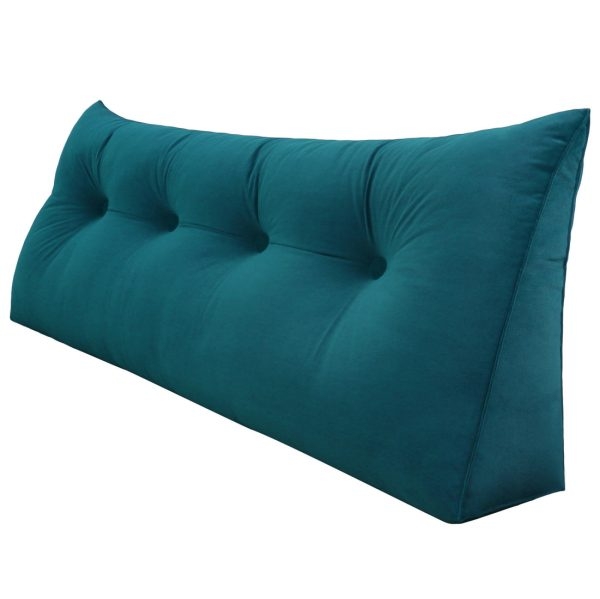 Triangular Reading Pillow Large Bolster Headboard Backrest Positioning Support Wedge Pillow for Day Bed Bunk Bed with Removable Cover (Velvet fabric, Royal Blue) - Image 16