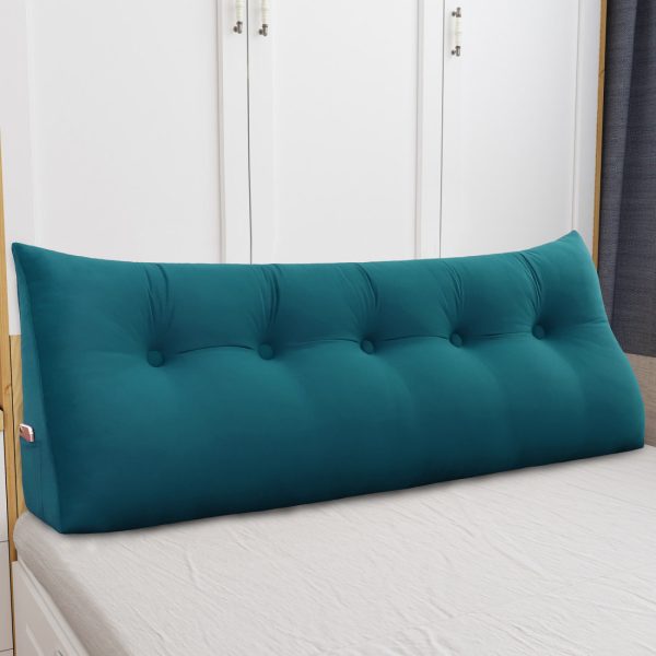 Triangular Reading Pillow Large Bolster Headboard Backrest Positioning Support Wedge Pillow for Day Bed Bunk Bed with Removable Cover (Velvet fabric, Royal Blue) - Image 4