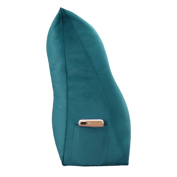 Triangular Reading Pillow Large Bolster Headboard Backrest Positioning Support Wedge Pillow for Day Bed Bunk Bed with Removable Cover (Velvet fabric, Royal Blue) - Image 8