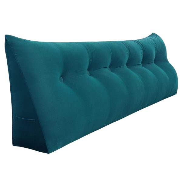 Triangular Reading Pillow Large Bolster Headboard Backrest Positioning Support Wedge Pillow for Day Bed Bunk Bed with Removable Cover (Velvet fabric, Royal Blue) - Image 18