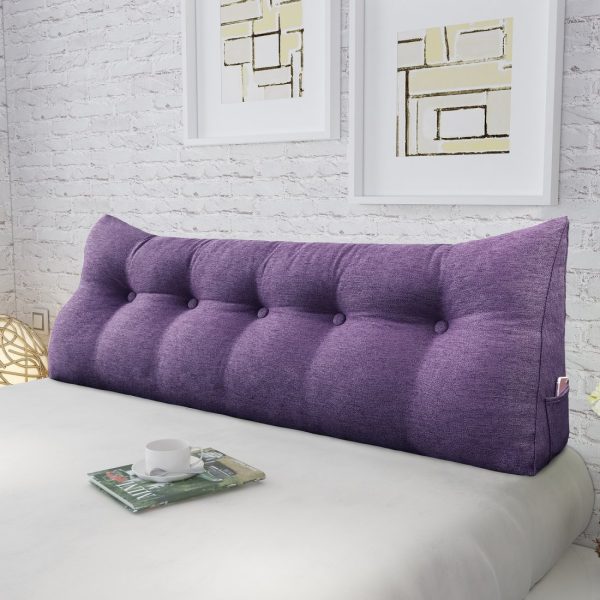 Triangular Reading Pillow Large Bolster Headboard Backrest Positioning Support Wedge Pillow for Day Bed Bunk Bed with Removable Cover (Linen Blend fabric) - Image 3