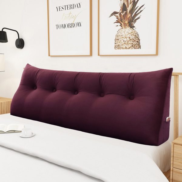 Triangular Reading Pillow Large Bolster Headboard Backrest Positioning Support Wedge Pillow for Day Bed Bunk Bed (Velvet fabric) - Image 3